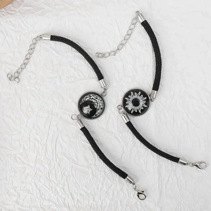 2pcs Luminous Sun Moon Braided Bracelets for Lovers Adjustable Couple Bracelets Fashion Valentine's Day Jewelry Girlfriend Gifts