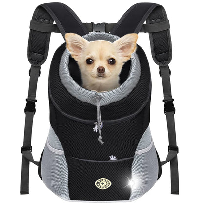 Pet Backpack Carrier for Small Dogs & Cats - Front-Folded Travel Backpack with Ventilation Mesh & Harness-Like Zipper Lock