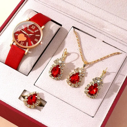 6PCS Set Heart Dial Classic Women Watch - Varixo