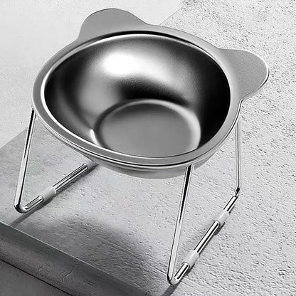 Easy to Clean Cat Dish Stainless Steel Elevated Cat Bowls 15-degree Tilted Food Water Dishes for Indoor Cats Small Dogs for Cats