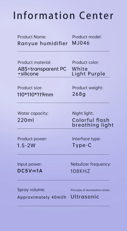 220mL Space Capsule Air Humidifier USB Plug in Rechargeable Mist Aromatherapy Water Diffuser 7 Colors Atmosphere Light