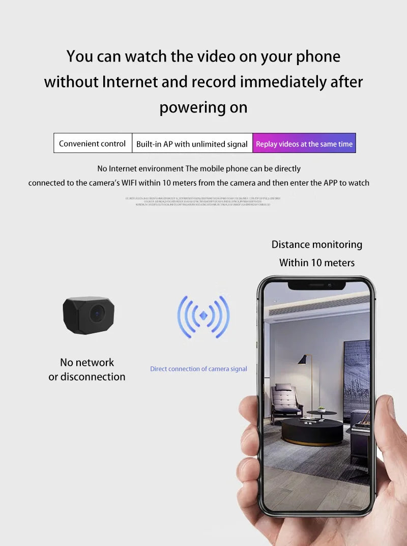 4K HD WiFi Mini Security Camera Wireless Smart Home Indoor Surveillance with APP Remote Monitoring Lightweight Portable Design