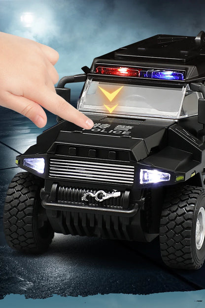 1:32 SWAT City Police Truck Model Diecast Play Off-road Vehicle Sound and Light Sport Car Toys for Children Collection Gifts