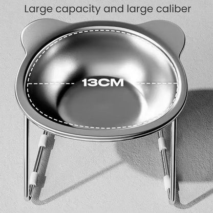 Easy to Clean Cat Dish Stainless Steel Elevated Cat Bowls 15-degree Tilted Food Water Dishes for Indoor Cats Small Dogs for Cats