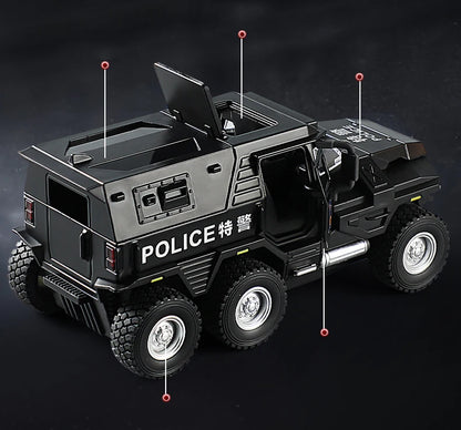 1:32 SWAT City Police Truck Model Diecast Play Off-road Vehicle Sound and Light Sport Car Toys for Children Collection Gifts