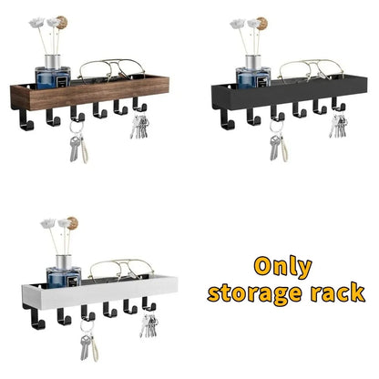 Multifunctional Wooden Key Holder Durable Household Key Rack Organizer with 6 Hooks Storage Rack for Keys Sunglasses