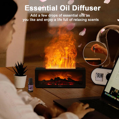Fireplace Humidifier Flame Aroma Humidifier for Home Aromatherapy Fragrance Diffuser Essential Oil Diffuser with Remote Control