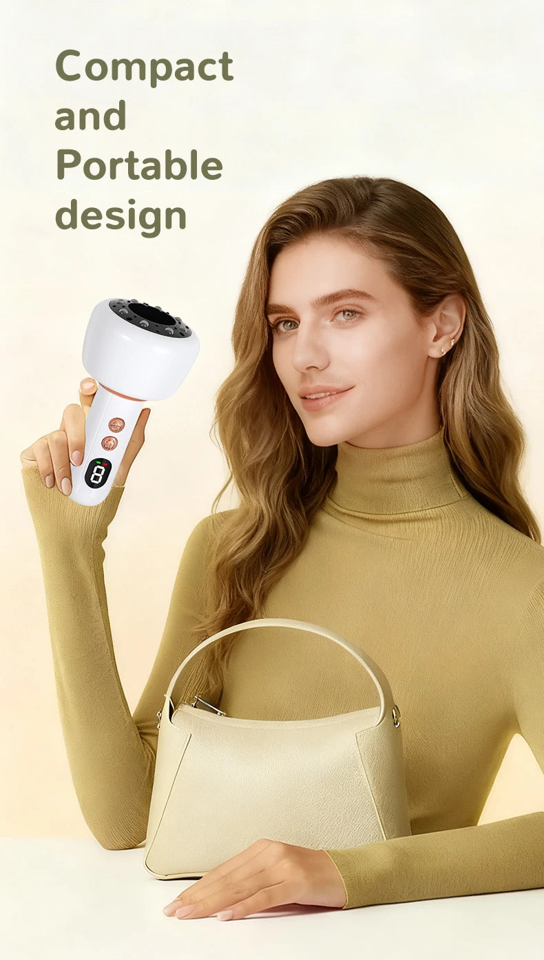 USB Rechargeable Abdominal Massager for Hot Compress and Adjustable Guasha Cupping Intensity Arm and Leg Massage Handheld