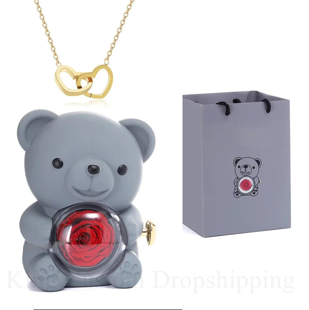 Rotating Rose Bear Jewelry Box - Varixo