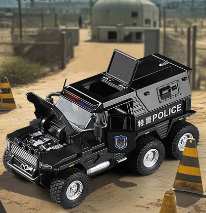 1:32 SWAT City Police Truck Model Diecast Play Off-road Vehicle Sound and Light Sport Car Toys for Children Collection Gifts