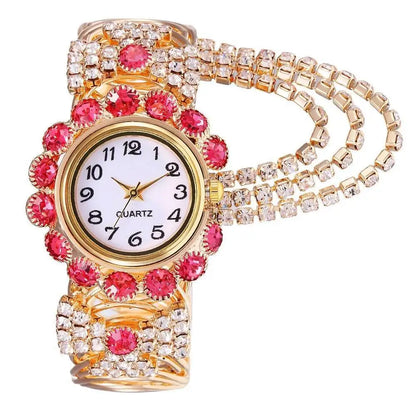 5PCS/Set Luxury Rhinestone Women Watches Fashion Adjustable Bangle Ladies Quartz Wristwatch Jewelry Set Reloj Mujer（Without Box）