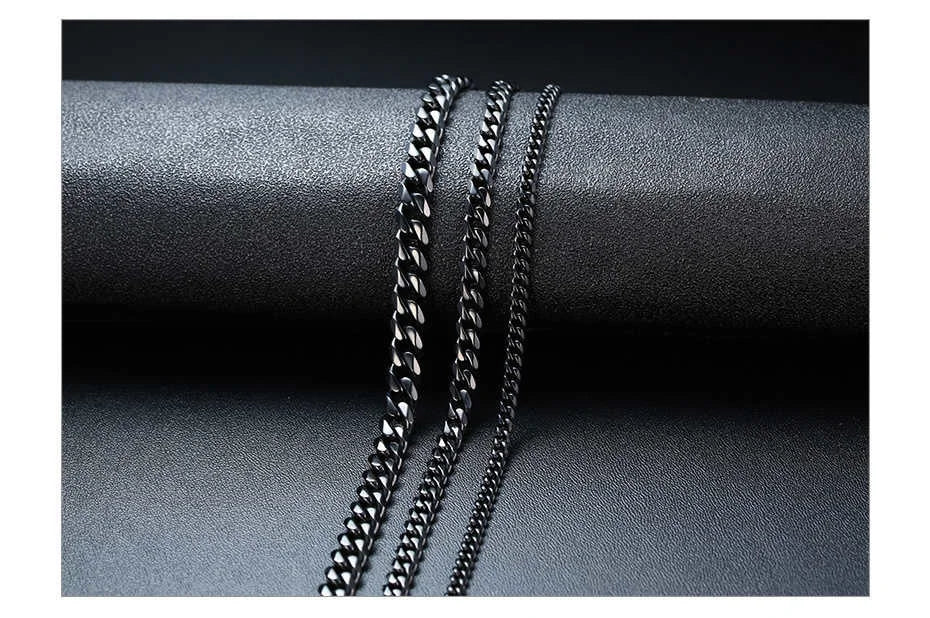 3-11MM Classic Cuban Chain Necklace for Men Women,Silver Black Gold Grey Color Stainless Steel Chains,Basic Punk Jewelry Gift