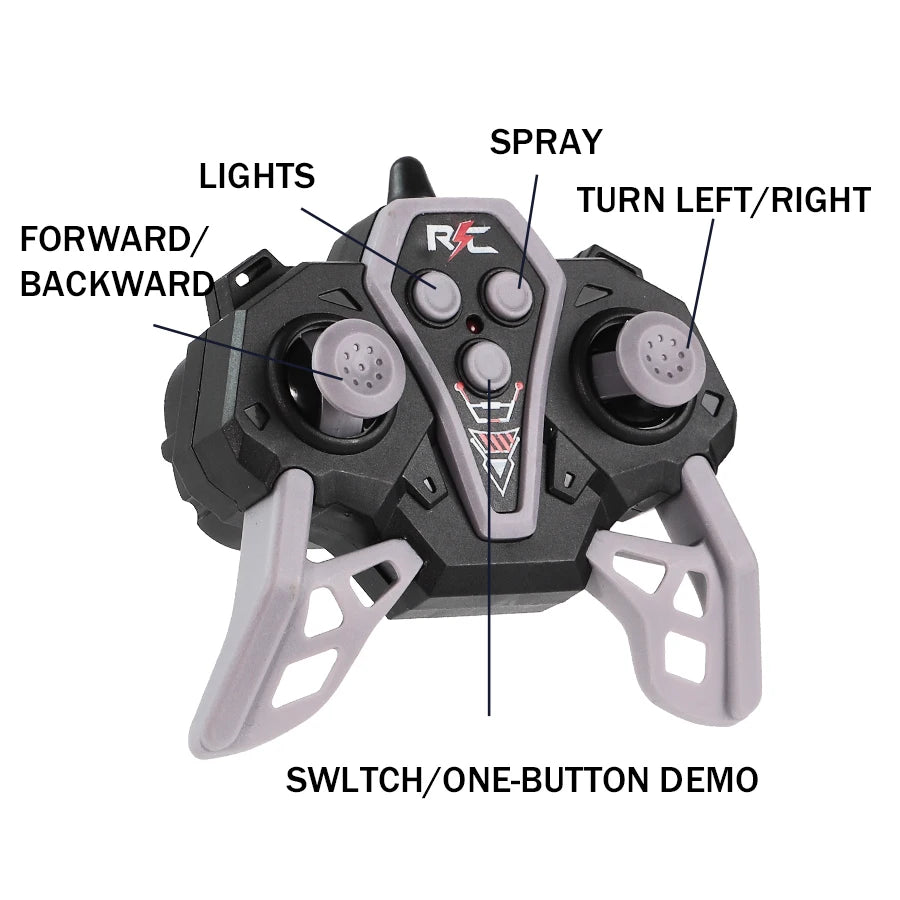 RC spray car 2.4G double-sided stunt with lights Children's toys direct charging compatible external charging