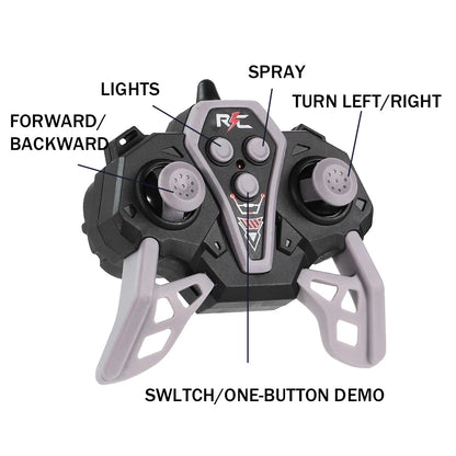 RC spray car 2.4G double-sided stunt with lights Children's toys direct charging compatible external charging