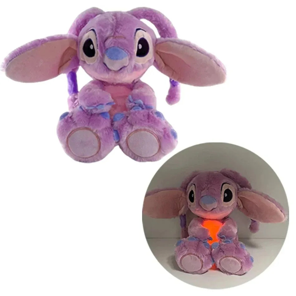 2026! & hot Lilo Stitch Plush Doll Breath Child Peluche Kawaii Soothes Toy Anime Baby Music Light Sleep Toys Pink Stitch Kid Gi