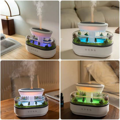 Rain Cloud Aroma Diffuser Small Air Humidifiers Water Drip Micro Landscape Essential Oils Ultrasonic Diffuser with 6 Night Light