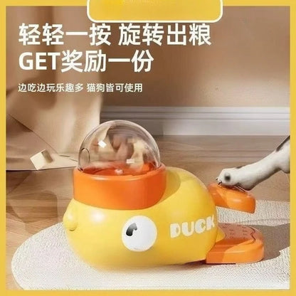 Interactive Feeder Yellow Duck Shaped Dog Slow Feeder Washable Automatic Dog Feeder Toy for Pets Food Dispenser