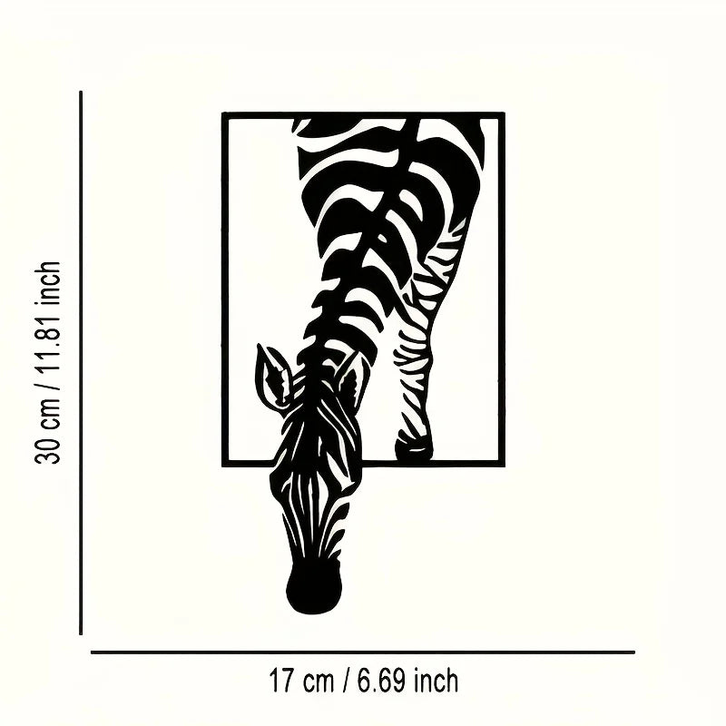 [Modern Zebra Metal Art] Minimalist Zebra Metal Wall Art - Modern Striped Iron Decor |  Animal-Themed Design, Zebra Decor