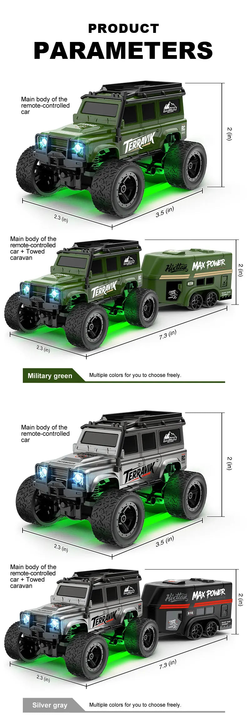 Hot Selling Mini 1:64 Remote Control Car Climbing With Trailer Off-road Vehicle Children's Toy Model Boy Birthday Gift
