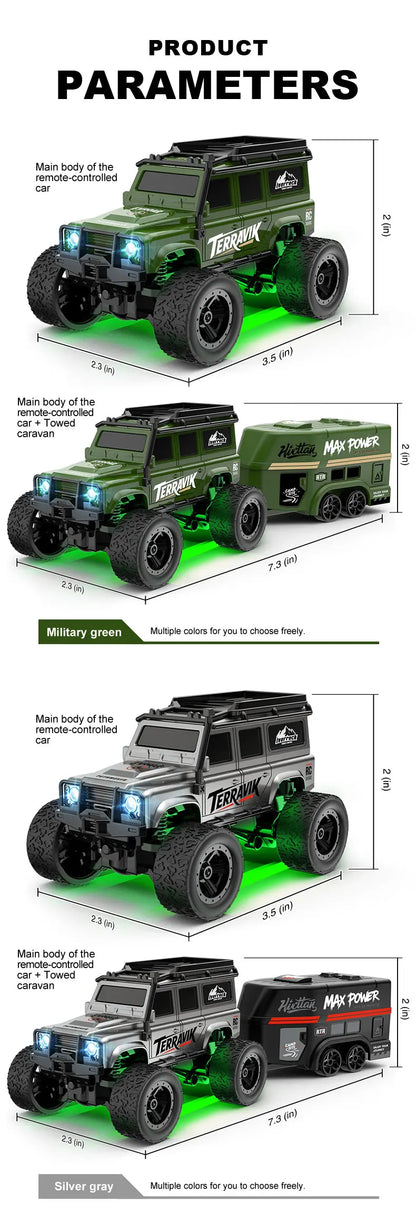 Hot Selling Mini 1:64 Remote Control Car Climbing With Trailer Off-road Vehicle Children's Toy Model Boy Birthday Gift