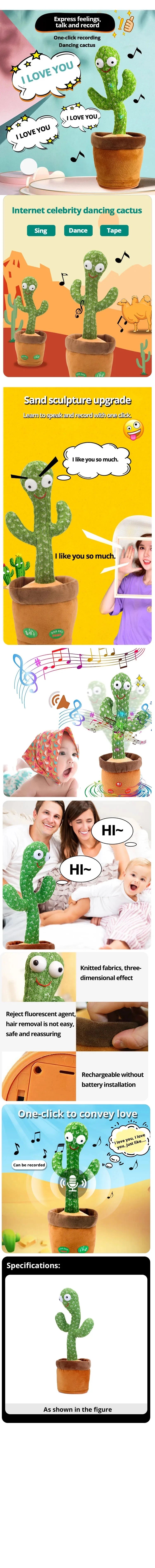 New Interactive Dancing Cactus Toys For Kids Baby Toddler Boys And Girls Fun Singing Mimic Recording Repeating Cactus Baby Gifts
