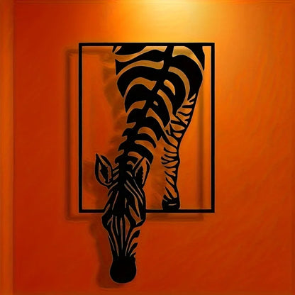 [Modern Zebra Metal Art] Minimalist Zebra Metal Wall Art - Modern Striped Iron Decor |  Animal-Themed Design, Zebra Decor