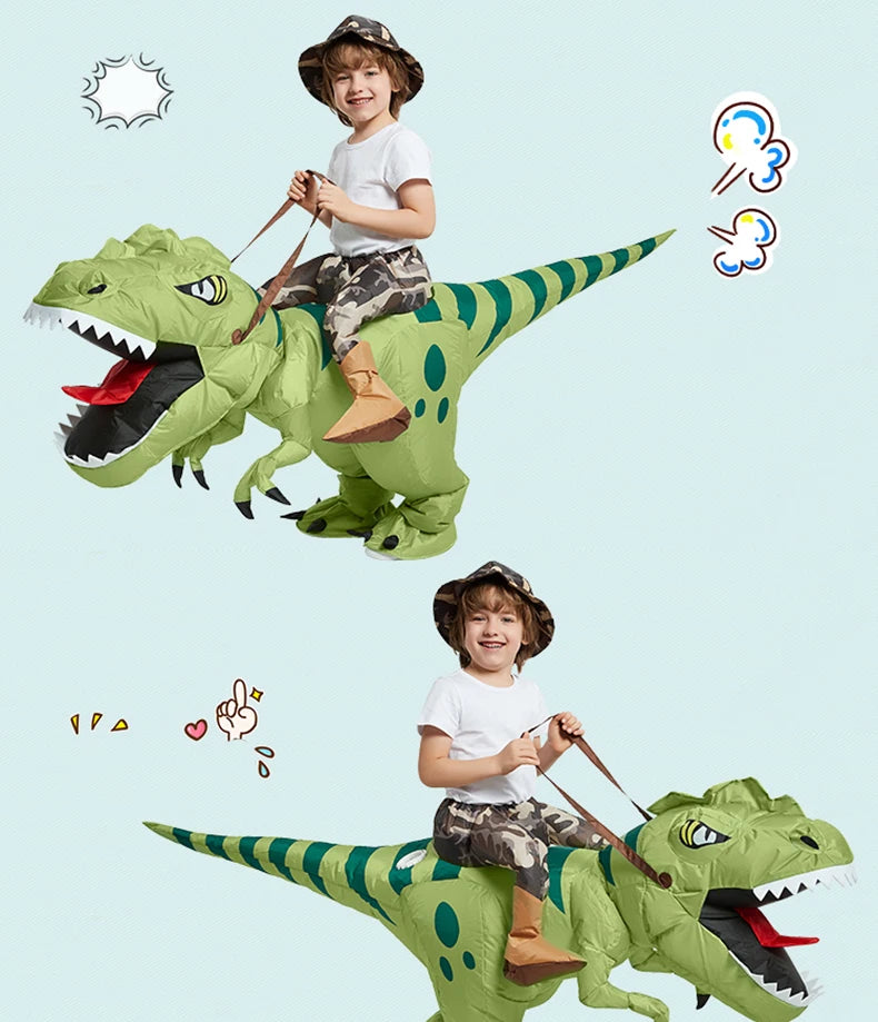 Animal Cartoon Riding T-Rex Inflatable Costume Nursery Kids Dinosaur Role Playing Game Adult Kids Chasing Game Birthday Gift