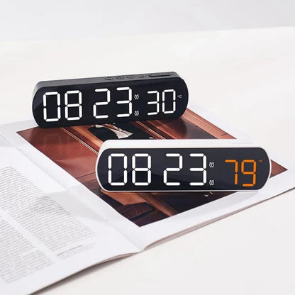 Voice Control Digital Alarm Clock TEMP Date Timer Countdown Night Mode Type-C USB 12/24H Anti-disturb Funtion 2 Alarms LED Clock