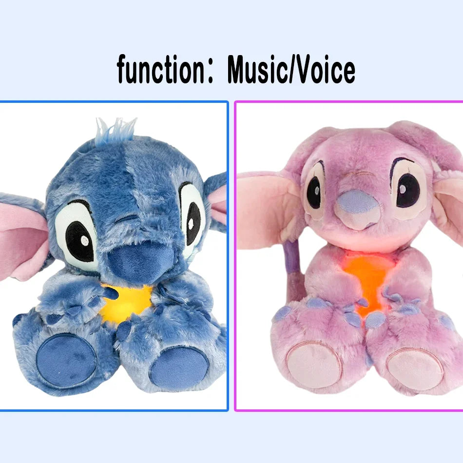 2026! & hot Lilo Stitch Plush Doll Breath Child Peluche Kawaii Soothes Toy Anime Baby Music Light Sleep Toys Pink Stitch Kid Gi