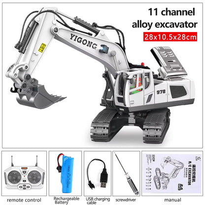 2.4G RC CARS RC Controlled Excavator Alloy Remote Control Vehicle Excavator Engineering Vehicle Dumper  Electric toys Gifts