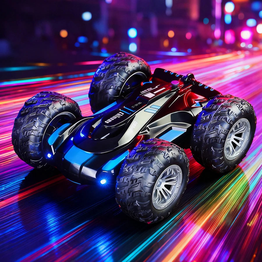 RC spray car 2.4G double-sided stunt with lights Children's toys direct charging compatible external charging