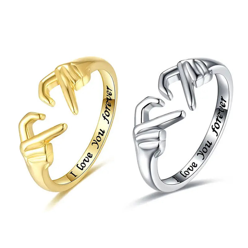 Luxury Designer Double Hand Heart Couple Rings - Varixo