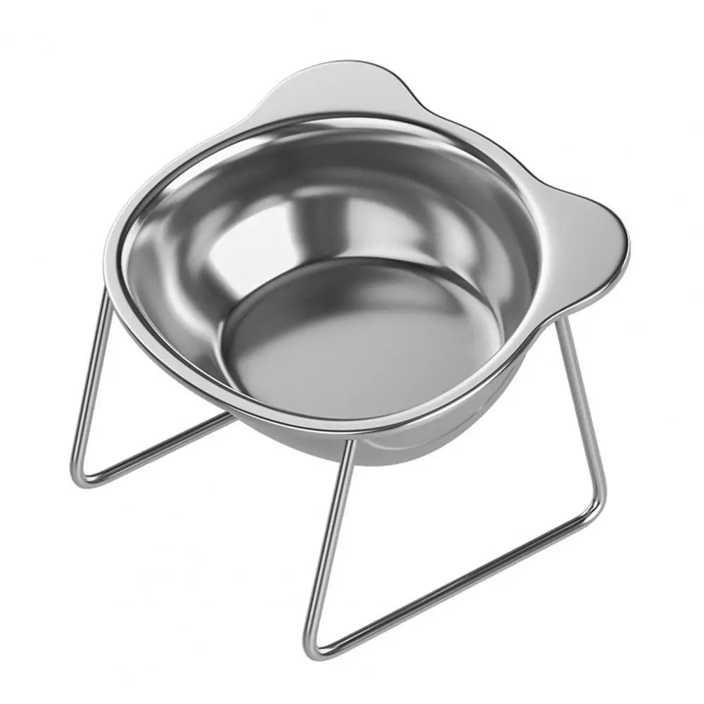 Easy to Clean Cat Dish Stainless Steel Elevated Cat Bowls 15-degree Tilted Food Water Dishes for Indoor Cats Small Dogs for Cats