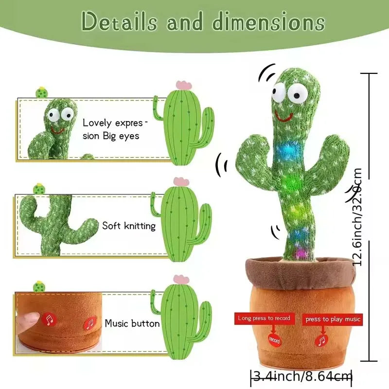 New Interactive Dancing Cactus Toys For Kids Baby Toddler Boys And Girls Fun Singing Mimic Recording Repeating Cactus Baby Gifts