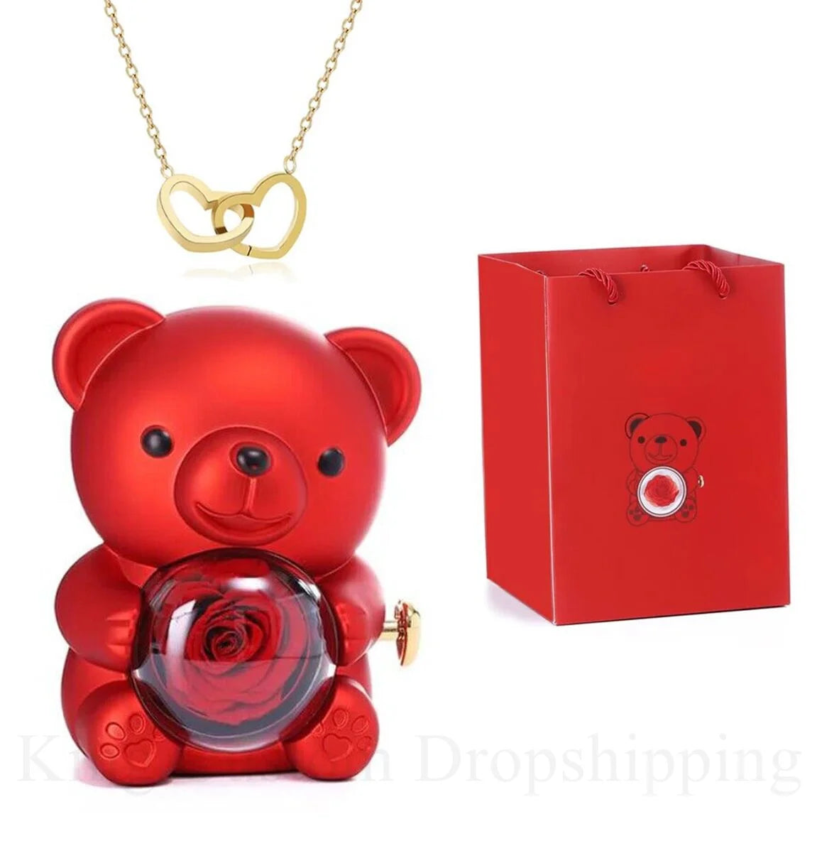 Rotating Rose Bear Jewelry Box - Varixo