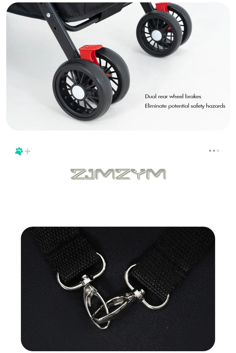 Pet Stroller for Cats/Dogs, Zipper Entry, Dog/Cat Puppy Stroller Easy One-Hand Fold, Jogging Tires, with Cup Holder
