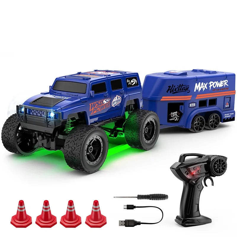 Hot Selling Mini 1:64 Remote Control Car Climbing With Trailer Off-road Vehicle Children's Toy Model Boy Birthday Gift