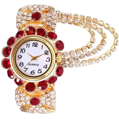 5PCS/Set Luxury Rhinestone Women Watches Fashion Adjustable Bangle Ladies Quartz Wristwatch Jewelry Set Reloj Mujer（Without Box）