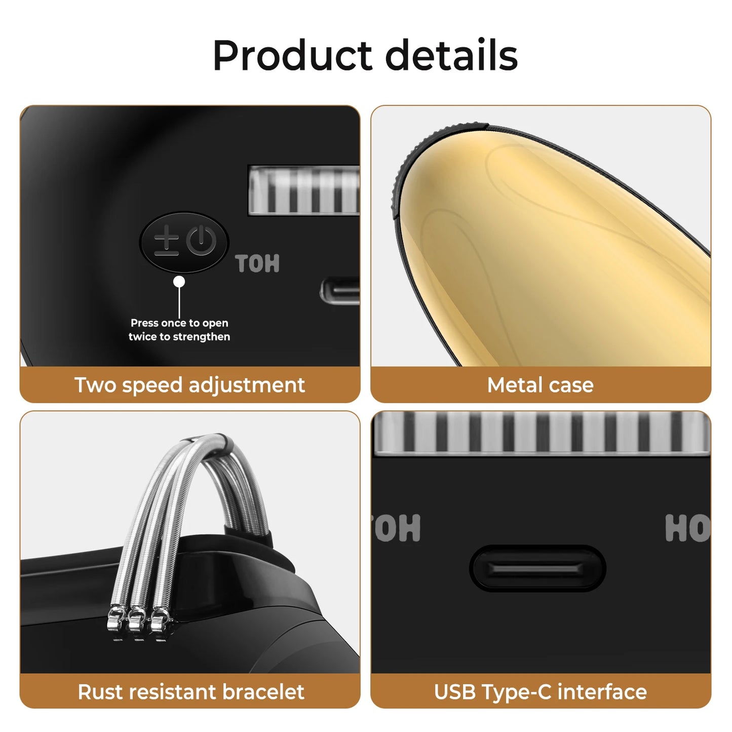 Men's Barberology Massager Professional Cordless Metal Handheld Heat Massager USB Charge Vibration Head Massage 2 Massage Nodes