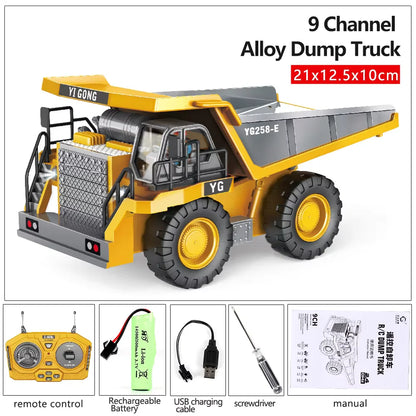 2.4G RC CARS RC Controlled Excavator Alloy Remote Control Vehicle Excavator Engineering Vehicle Dumper  Electric toys Gifts