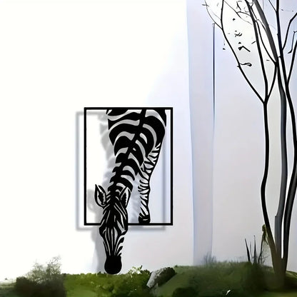 [Modern Zebra Metal Art] Minimalist Zebra Metal Wall Art - Modern Striped Iron Decor |  Animal-Themed Design, Zebra Decor