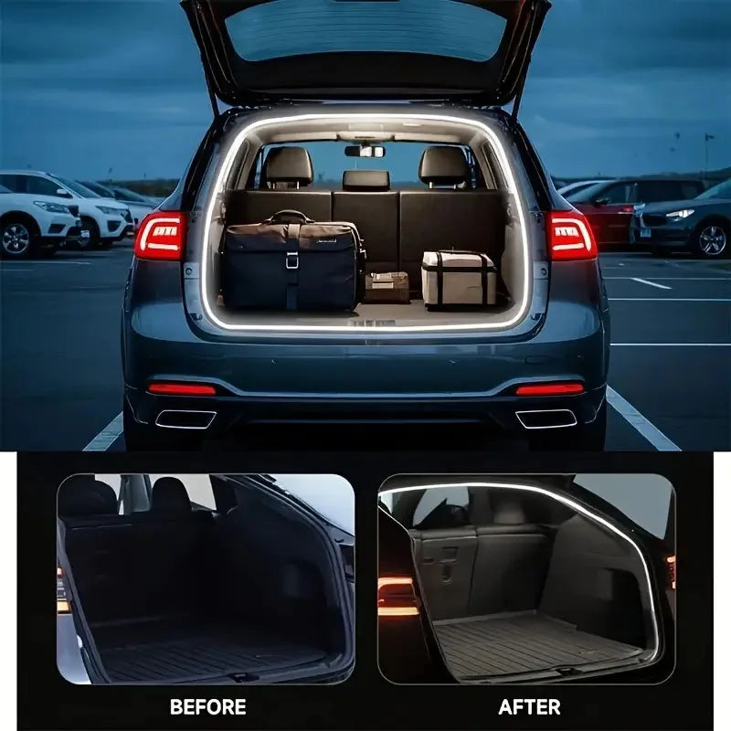 LED Trunk Lighting Lights Dynamic Flowing Flexible Light Strip On/Off Scanning Atmosphere Lamp Waterproof for Car Accessories