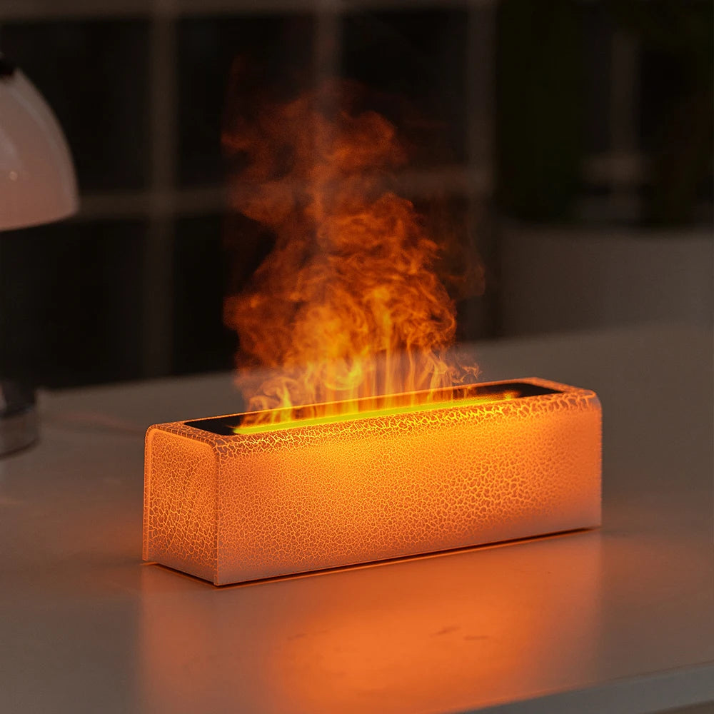 KINSCOTER Realistic Colorful Flame Aromatherapy Diffuser Aroma Essential Oil 150ml USB Air Humidifie Purifier Air Freshener