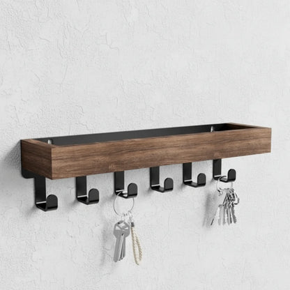 Multifunctional Wooden Key Holder Durable Household Key Rack Organizer with 6 Hooks Storage Rack for Keys Sunglasses
