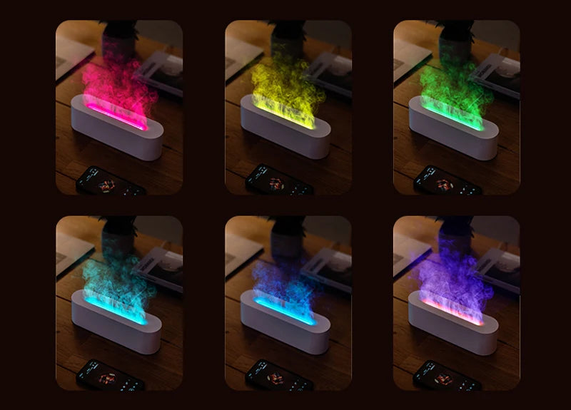 KINSCOTER Realistic Colorful Flame Aromatherapy Diffuser Aroma Essential Oil 150ml USB Air Humidifie Purifier Air Freshener