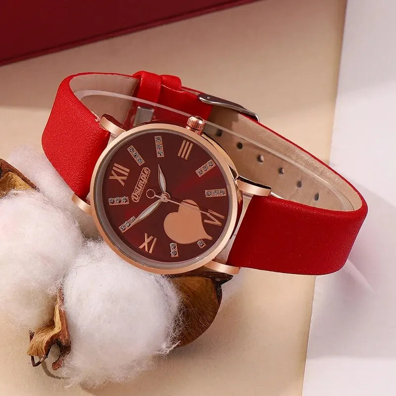6PCS Set Heart Dial Classic Women Watch - Varixo