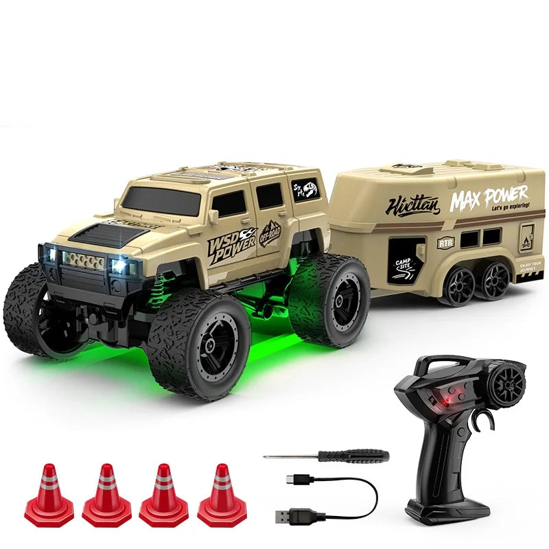 Hot Selling Mini 1:64 Remote Control Car Climbing With Trailer Off-road Vehicle Children's Toy Model Boy Birthday Gift