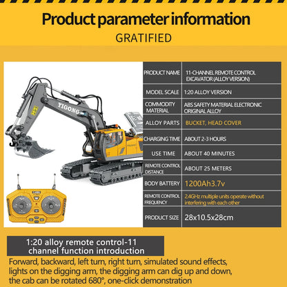 2.4G RC CARS RC Controlled Excavator Alloy Remote Control Vehicle Excavator Engineering Vehicle Dumper  Electric toys Gifts