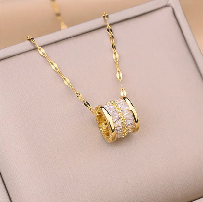 New In Light Luxury Zircon Crystal Stainless Steel Necklaces For Women Korean Fashion Sweet Sexy Female Clavicle Chain Jewelry