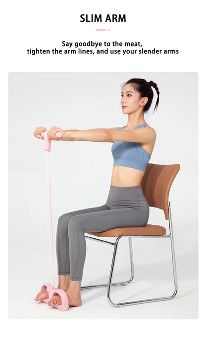 Multi-Functional Four-Tube Pedal Tensioner Yoga Elastic Band Home Fitness Equipment Abdominal Strengthening Tension Rope